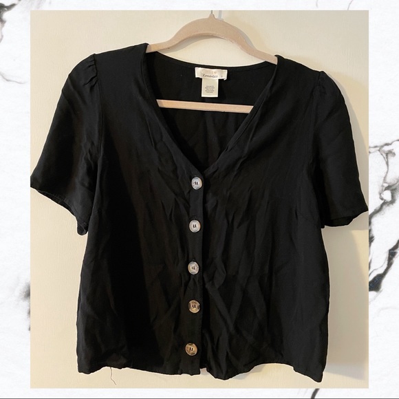 Black Button Down Blouse - Picture 3 of 6